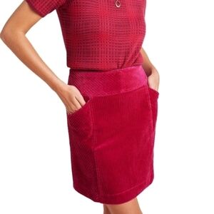 Maeve By Anthropologie Velvet Corduroy Skirt In Magenta 14 Pockets Lined A-line